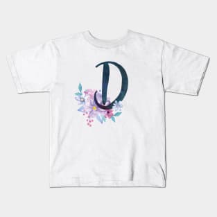 Floral Monogram D Pretty Lilac Bouquet Kids T-Shirt